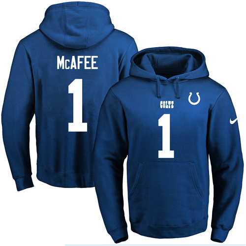 Nike Colts #1 Pat McAfee Royal Blue Name & Number Pullover NFL Hoodie